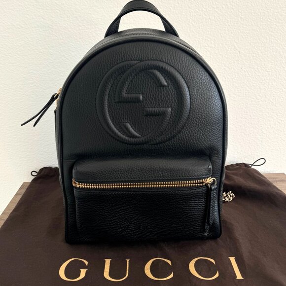 Gucci Pebbled Calfskin Soho Chain Backpack - Pristine Condition, Like New - Picture 1 of 10